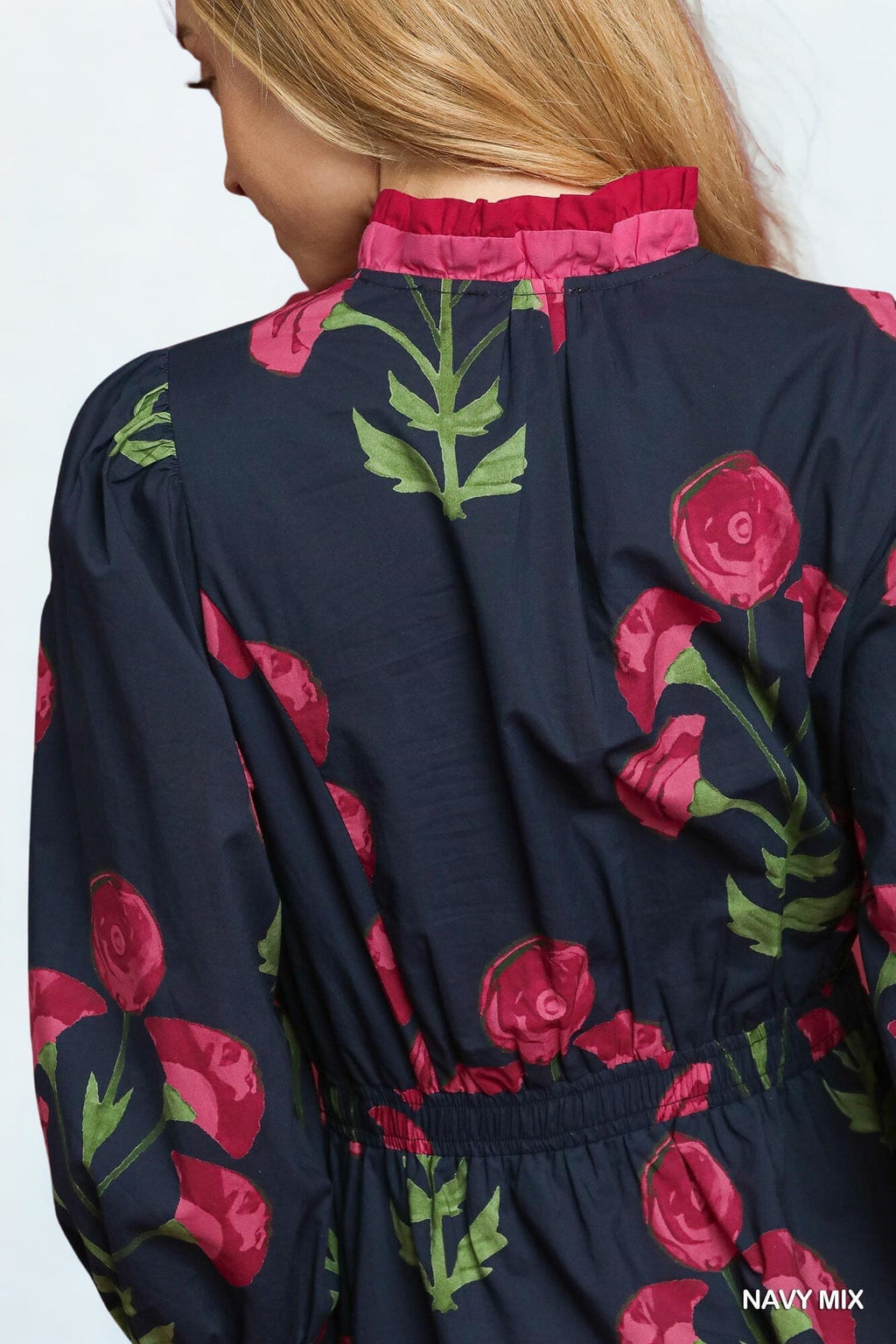 Floral Midi Dress with Ruffle Trim