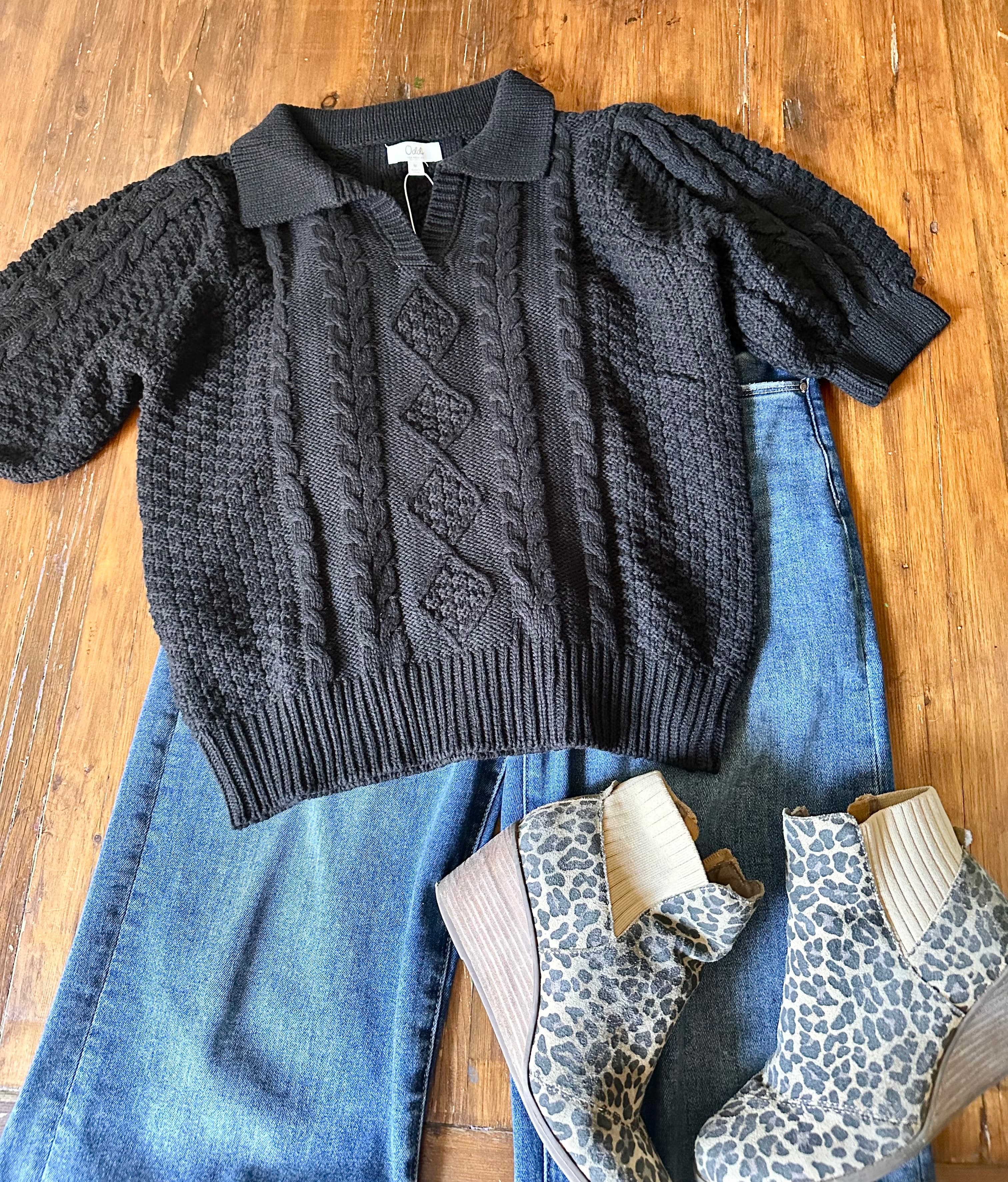 Solid Cable Knit Sweater
