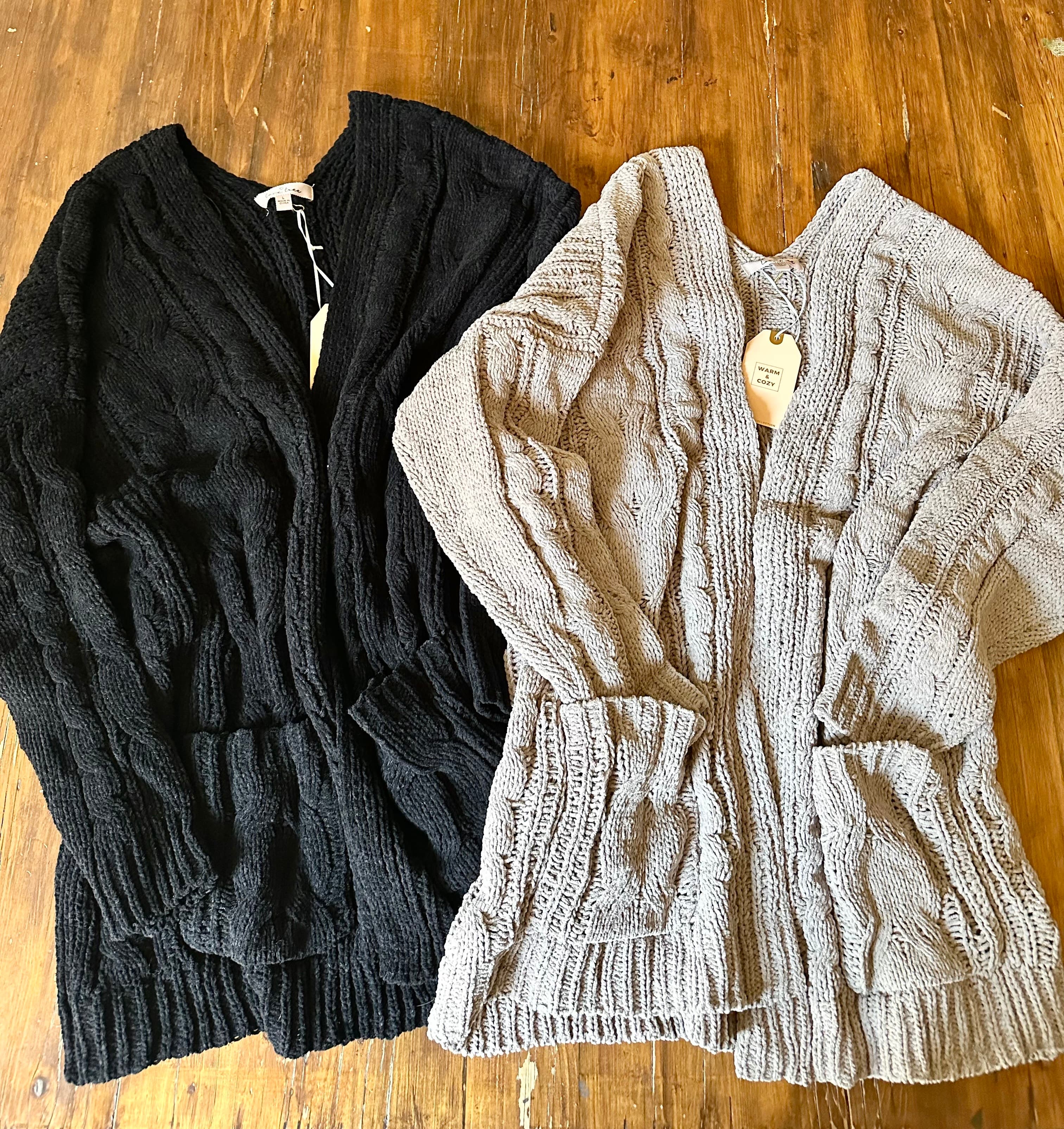 Chunky Cable Knit Open Front Fall Cardigan