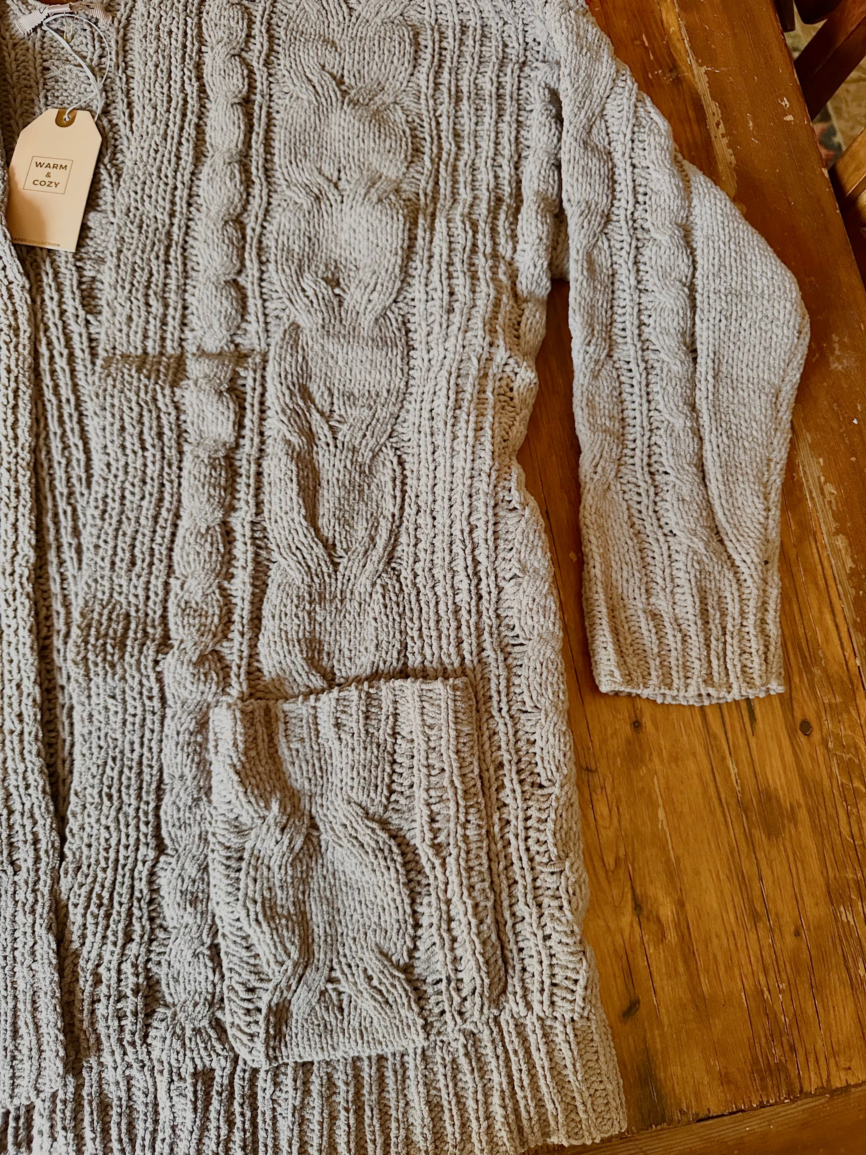 Chunky Cable Knit Open Front Fall Cardigan
