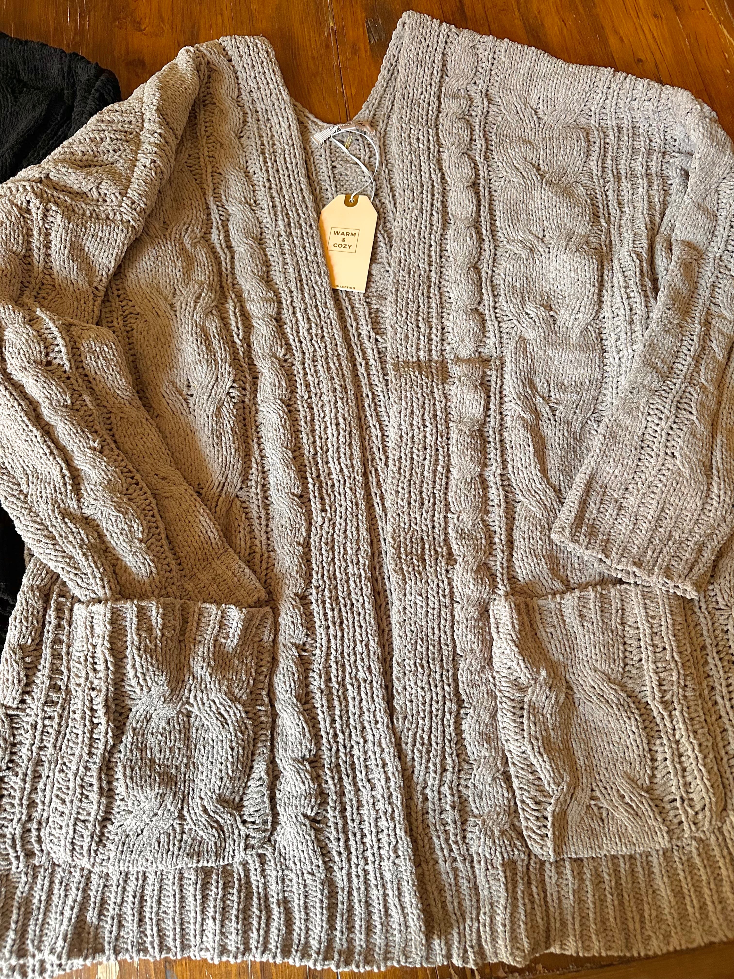 Chunky Cable Knit Open Front Fall Cardigan