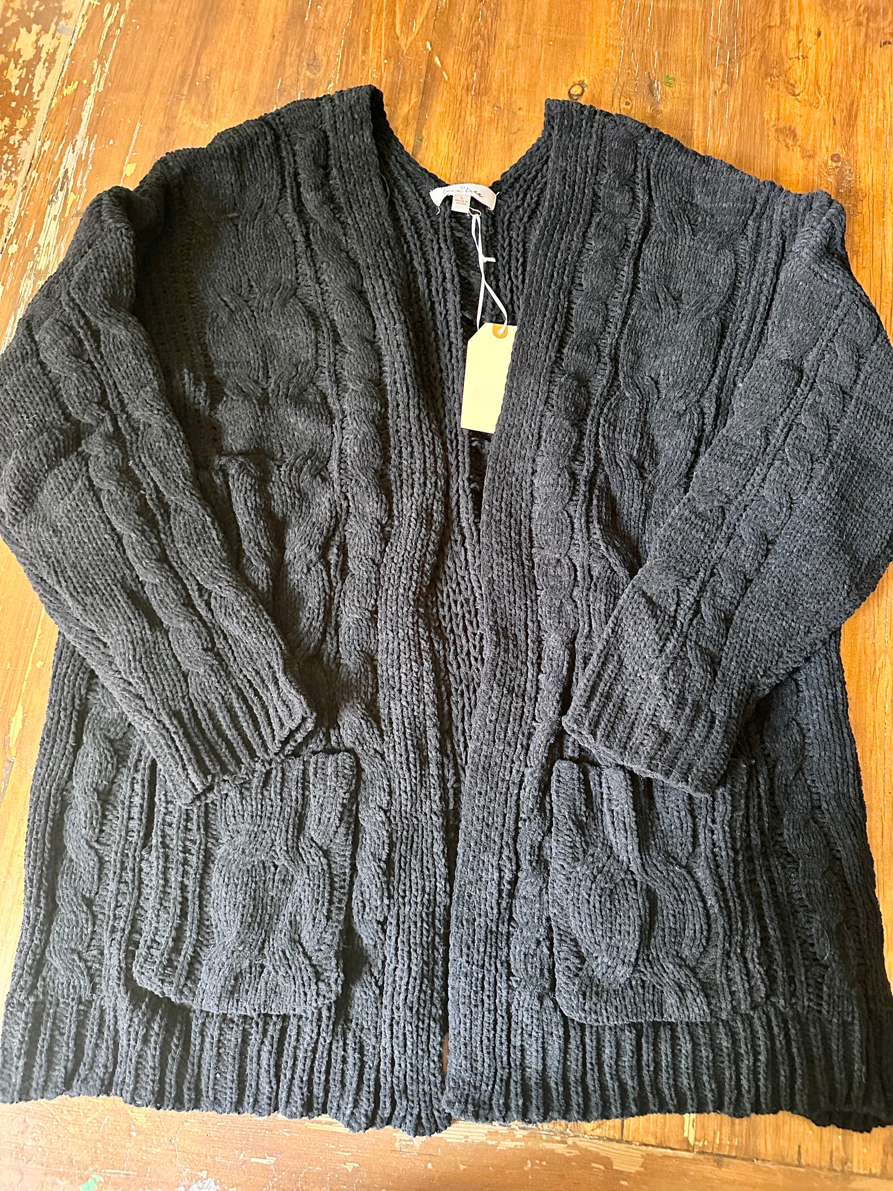 Chunky Cable Knit Open Front Fall Cardigan