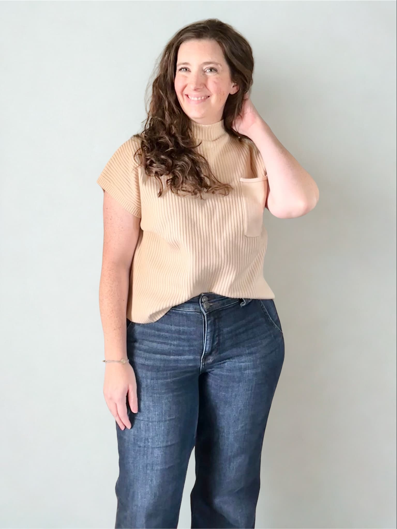 Oatmeal Shirt Sleeve Sweater