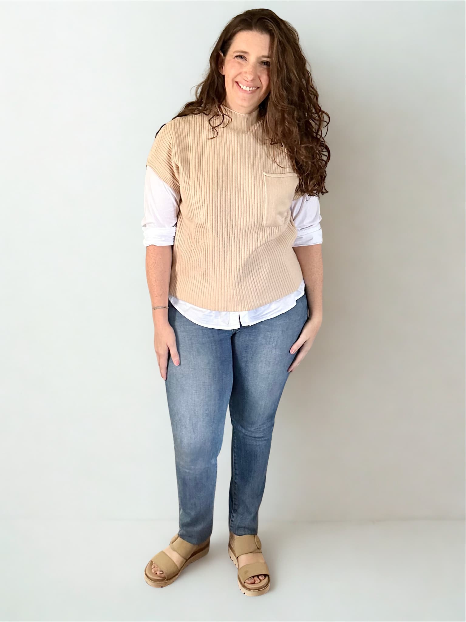 Oatmeal Shirt Sleeve Sweater