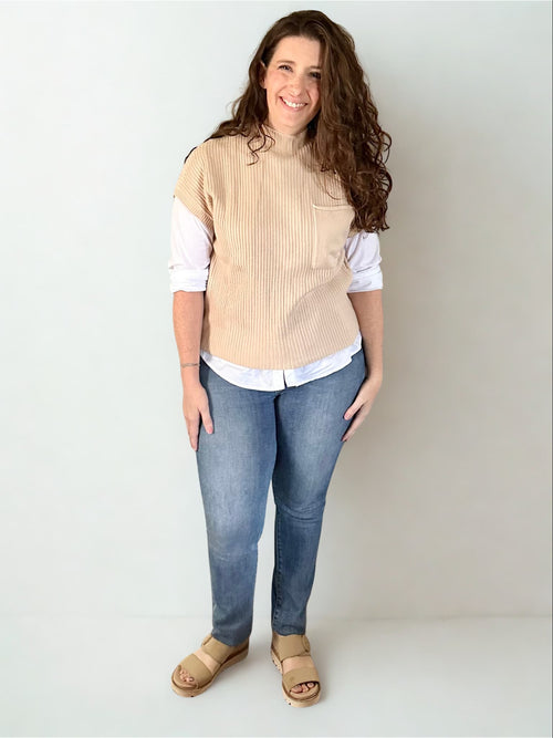 Oatmeal Shirt Sleeve Sweater