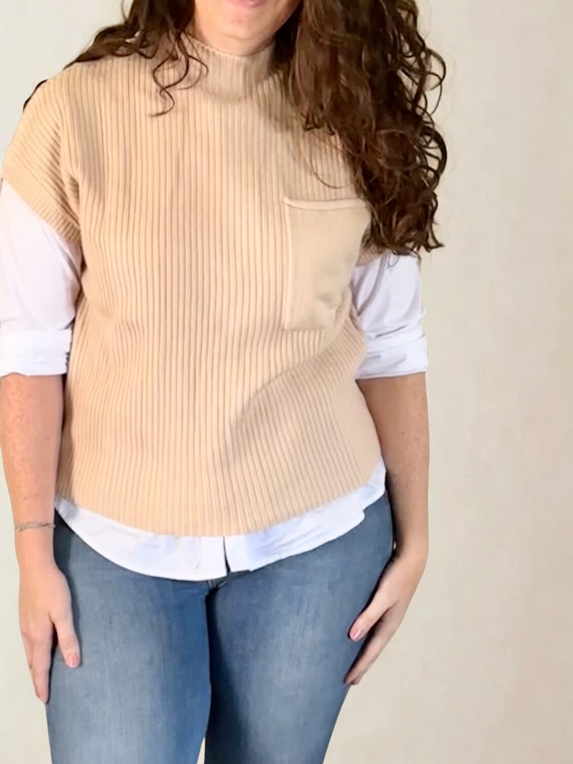Oatmeal Shirt Sleeve Sweater