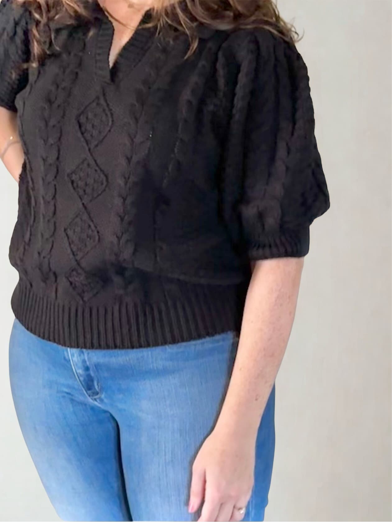 Solid Cable Knit Sweater