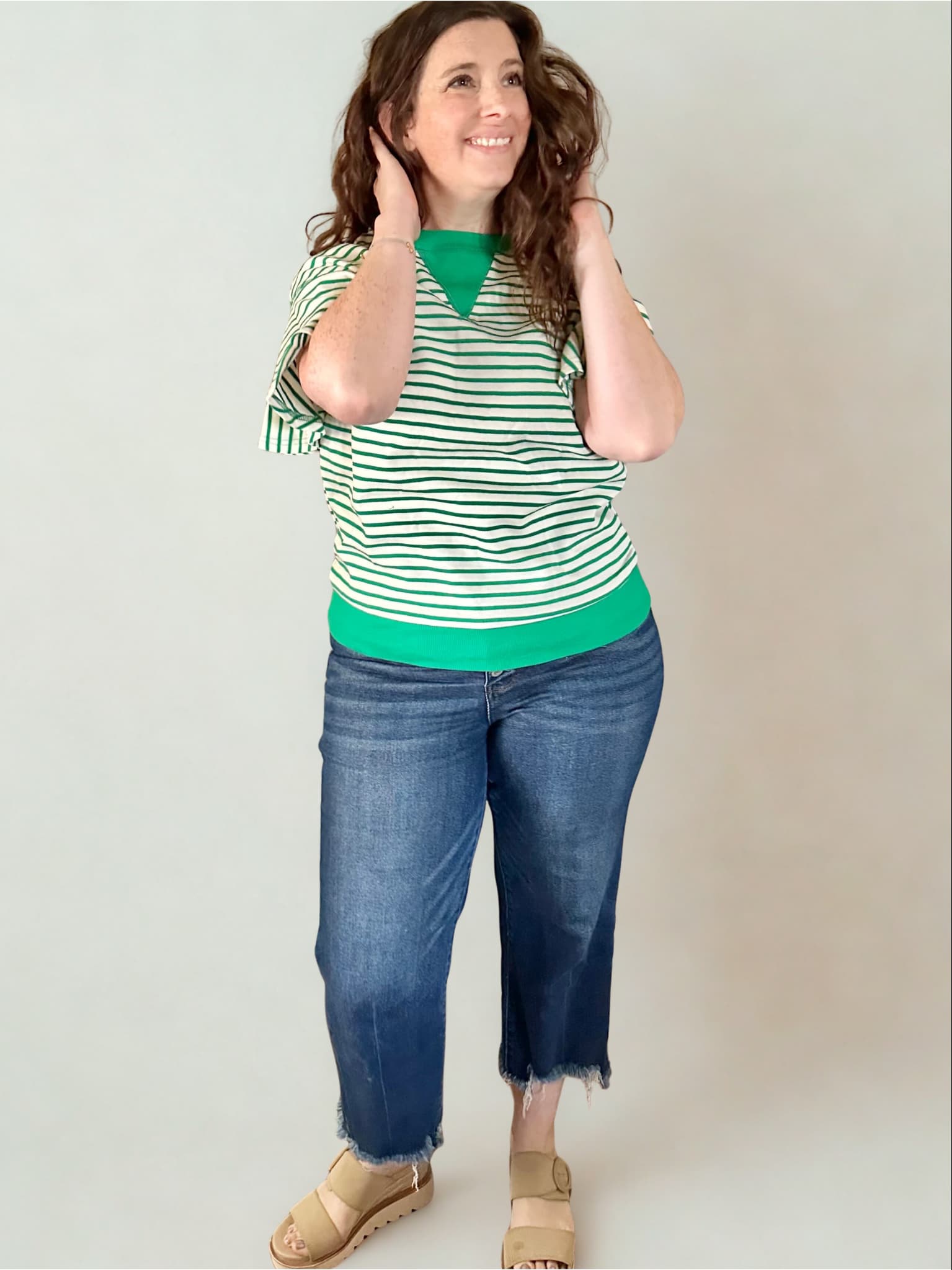 Striped Ruffle Short Sleeve Top